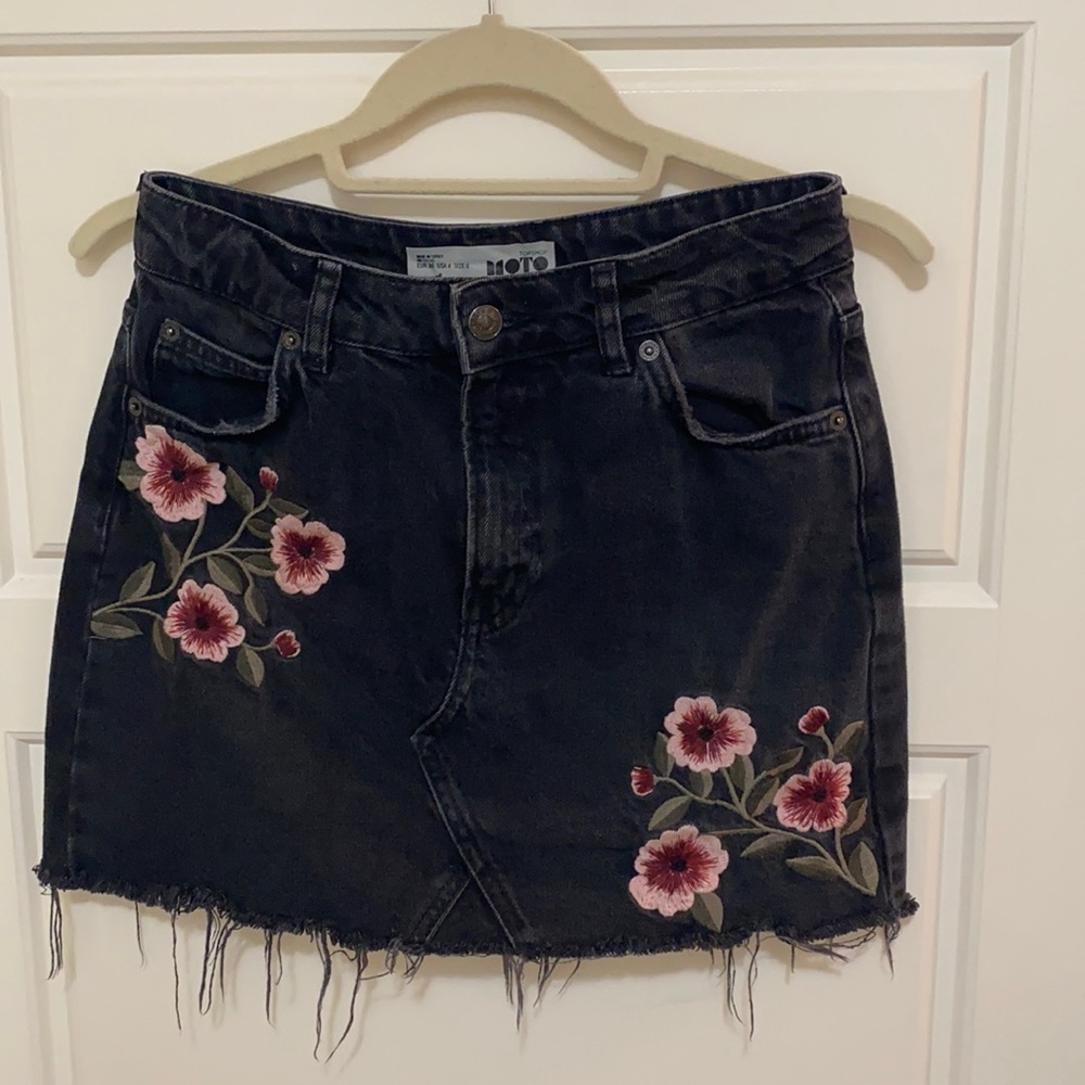 Topshop embroidered denim mini